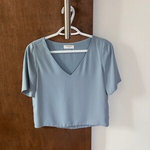 Babaton Soft Blue V-Neck Blouse